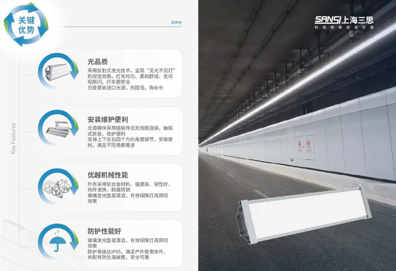 反射式（shì）發光技術燈具在隧道照（zhào）明中的應用優勢顯著